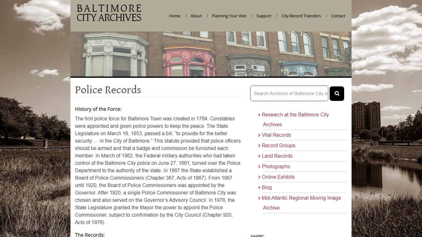 The Baltimore City Archives - Police Records - Maryland State Archives